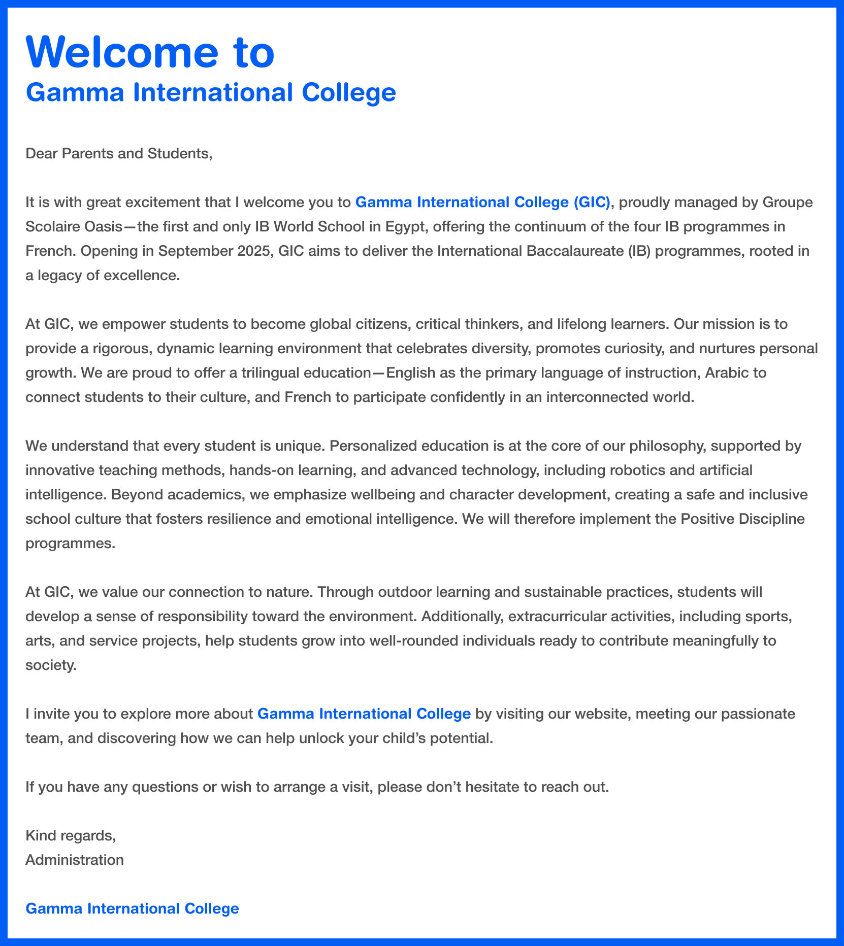 Welcome Letter Image